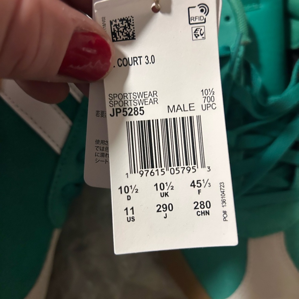 NWT adidas VL Court 3.0 Classic Sneakers | Men’s 11 Women’s 12 | Green White - Picture 7 of 12